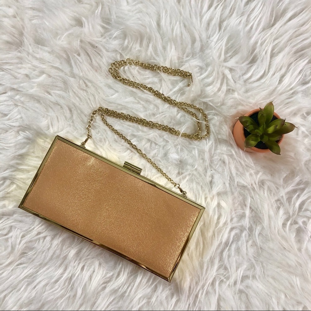 Brand new Gold boxy clutch bag